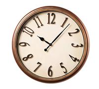 Baroni Home Horologe Murale Rond Style Vintage en PVC Bronzé avec Chiffres en Relief, Montre Murale Silencieux de Salon, de Cuisine, de Chambre, 46x46 cm