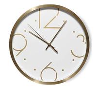 Baroni Home Horologe Murale Style Moderne en PVC Grands Nombres Or, Montre Murale Rond Silencieux de Salon, de Chambre, de Cuisine, 25x25 cm