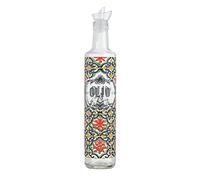 Baroni Home Huilier en Verre Made in Italy avec Dessins, Huilier de Table avec Bouchon Anti-Goutte pour Conserver Huile ou Vinaigre, Motif Cefalù, Capacité 500 ml