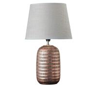 Baroni Home Lampe de Chevet en Céramique et Tissu, Lampe de Table Abat-jour avec Interrupteur, Lumière du Jour Design Chic, Lampe de Bureau Moderne, Cuivre Bronze, 26x26x42 cm