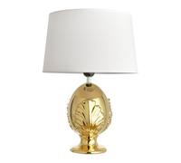 Baroni Home Lampe de table en céramique, lampe avec abat-jour en toile blanche - design élégant, lampe à fil 120 cm, prise E27, décoration pour la maison (Pumo Or)