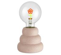 Baroni Home Lampe LED décorative, lampe de chevet avec détails de fleurs et base en céramique, interrupteur à bascule, fonctionne à piles, 9x9x17,5 cm (Cône rose)
