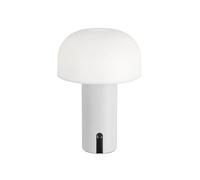 Baroni Home Lampe LED Sans Fil, Design Champignon, Variateur Tactile, Rechargeable USB-C, Lumière Chaude 3000K, Étanche pour Intérieur et Extérieur, Métal Laqué, h22 cm (Blanche, 1 pièce)