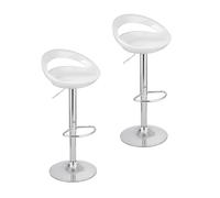 Baroni Home Lot 2 Tabourets Bar Pivotant Hauteur Réglable, Assise en Plastique et Dossier, Base Chromée, Repose-Pieds, Fond Anti-Rayures, Tabouret Cuisine et Péninsule, 37x45x59-79 cm, Blanc 2 pièces
