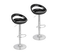 Baroni Home Lot 2 Tabourets Bar Pivotant Hauteur Réglable, Assise en Plastique et Dossier, Base Chromée, Repose-Pieds, Fond Anti-Rayures, Tabouret Cuisine et Péninsule, 37x45x59-79 cm, Noir 2 pièces
