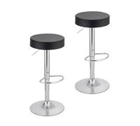 Baroni Home Lot 2 Tabourets Bar Pivotants à Hauteur Réglable, Base Chromée avec Repose-Pieds et Fond Anti-Rayures, Tabouret de Cuisine et Péninsule, Facile à Installer, 35x45x59-79 cm, Noir 2 pièces