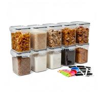 Baroni Home Lot de 10 récipients hermétiques pour aliments de 1,4 l avec couvercle, étiquettes pour tableau noir, marqueur et verres doseurs, passent au lave-vaisselle