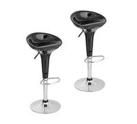 Baroni Home Lot de 2 Tabourets Bar Pivotant Hauteur Réglable, Assise en Plastique, Base Chromée avec Repose-Pieds et Fond Anti-Rayures, Tabouret de Cuisine et Péninsule, 40x45x59-79 cm, Noir 2 pièces