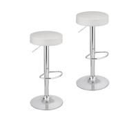 Baroni Home Lot de 2 Tabourets Bar Pivotants à Hauteur Réglable, Base Chromée avec Repose-Pieds et Fond Anti-Rayures, Tabouret de Cuisine et Péninsule, Facile à Monter, 35x45x59-79 cm, Blanc 2 pièces