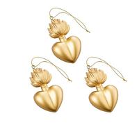 Baroni Home Lot de 3 Pendentifs Sacré-Cœur avec Flamme Ancienne Votes en Résine, Pendentifs Décoratif Or, Décoration de Noël ou Décoration à Suspendre, Idée Cadeau Original 5 x 9 x 1 cm