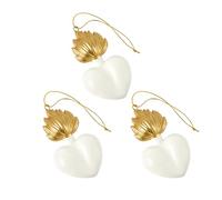 Baroni Home Lot de 3 Pendentifs Sacré-Cœur avec Flamme Ancienne Votes en Résine, Pendentifs Décoratif Or et Blanc, Décoration de Noël ou Décoration à Suspendre, Idée Cadeau Original 5x9x1cm