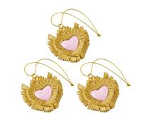 Baroni Home Lot de 3 Pendentifs Sacré-Cœur Ex Votes en Résine Or et Rose, Pendentifs Décoratif, Décoration de Noël ou Décoration à Suspendre, Idée Cadeau Originale 5 x 5 x 1 cm