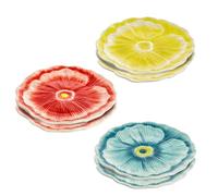 Baroni Home Lot de 3 soucoupes en Forme de Fleur, Design Coloré et Floral, Idéales pour Spéritifs, Fruits, Dessert, 19,5 cm