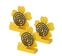 Baroni Home Lot de 3 Support Spirale Anti-Moustiques en Métal Porte-Encens, Porte-Zampiron en Métal pour Intérieur et Extérieur, Porte-Anti-Moustiques, Fleur Jaune, 17x5x18 cm