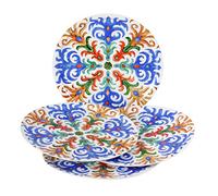 Baroni Home Lot de 4 assiettes à pizza assorties avec motif Sorrento, assiettes à pizza en porcelaine Ø 31 cm