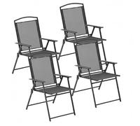 Baroni Home Lot de 4 chaises de jardin pliantes avec accoudoirs, chaises d'extérieur pliables et peu encombrantes, tissu respirant et imperméable, idéales pour terrasse, balcon et jardin (4, noir)
