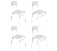 Baroni Home Lot de 4 chaises de Salle à Manger, Design Moderne, légère, pour intérieur et extérieur, Salle à Manger, Restaurant, en MDF et Acier, Montage Facile, Blanc, 35x46x81 cm