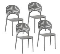 Baroni Home Lot de 4 chaises empilables en plastique, sans montage, faciles à nettoyer, avec patins antidérapants, pour cuisine, salon, salle à manger, 39 x 37 x 75 cm, gris, grand dossier