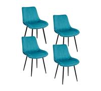 Baroni Home Lot de 4 chaises Modernes avec revêtement en Velours et Pieds en Acier Noir, Fauteuil de Salon, Chambre à Coucher, Salle à Manger, 53 x 86 x 44 cm Bleu pétrole