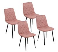 Baroni Home Lot de 4 Chaises Modernes avec Revêtement en Velours et Pieds en Fer Noir, Fauteuil de Salon, Chambre à Coucher, Salle à Manger, 52x44x85 cm, Rose
