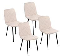 Baroni Home Lot de 4 Chaises Modernes avec Revêtement en Velours et Pieds en Fer Noir, Fauteuil pour Salon, Chambre, Salle à Manger, 52x44x85 cm, Beige
