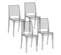 Baroni Home Lot de 4 chaises Transparentes, chaises empilables Modernes, légères et résistantes, Patins antidérapants, Salle à Manger, 34,5 x 48,5 x 85 cm (Fumè)