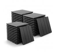 Baroni Home Lot de 40 dalles d'extérieur encastrées en polypropylène, revêtement de sol modulaire résistant aux agents atmosphériques, pour jardin, terrasse, balcon et patio, 29 x 29 x 2 cm (gris)
