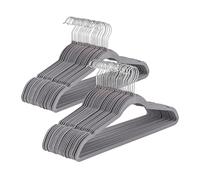 Baroni Home Lot de 50 cintres en velours, Cintres à vêtements 44,5 cm, gain de place avec surface antidérapante Design, capacité de charge élevée, pour manteaux, chemises, vêtements, Gris