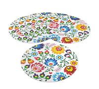 Baroni Home Lot de 6 Sets de Table américains en PVC Coloré, Nappe de Table en Plastique Ronde, Antidérapant Imperméable et Facile à Laver, 38x38 cm, Fleurs Rondes