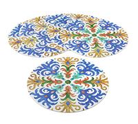 Baroni Home Lot de 6 Sets de Table américains en PVC Coloré, Nappe de Table en Plastique Ronde, Antidérapant Imperméable et Facile à Laver, 38x38 cm, Capri Rond