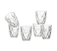 Baroni Home Lot de 6 verres diamantés en verre colorés et décorés avec losange en relief 28 cl, verres à eau élégants lavables au lave-vaisselle, 8 x 8 x 10 cm transparent