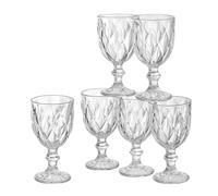 Baroni Home Lot de 6 verres diamantés en verre décorés avec finitions en forme de losange en relief de 27 cl - Lavables au lave-vaisselle - 8 x 8 x 15 cm (transparent)