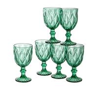 Baroni Home Lot de 6 verres en diamant en verre décorés avec finitions en forme de losange en relief de 27 cl - Lavables au lave-vaisselle - 8 x 8 x 15 cm - Vert