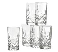 Baroni Home Lot de 6 verres haut à eau décorés avec sculptures élégantes, Verres à Cocktail, capacité 33 cl, lavables au lave-vaisselle, 7,5x7,5x14 cm