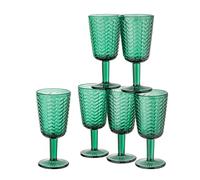 Baroni Home Lot de 6 verres Wave en verre décorés avec finitions en relief de 27 cl, lavables au lave-vaisselle, 8 x 8 x 17 cm (vert)