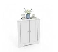 Baroni Home Meuble d'angle à 2 Portes avec 2 Compartiments intérieurs, Armoire en MDF sélectionné avec Fermeture magnétique et Boutons en métal, 90 x 80 x 43 cm (Blanc)