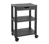 Baroni Home Meuble de Bureau avec roulettes et 1 Tiroir, Chariot avec étagères en Plastique, Support pour Imprimantes et Articles de Bureau, Noir, 3 Etagères, 43x30x62 cm