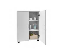 Baroni Home Meuble de salle de bain à 2 portes avec 3 compartiments intérieurs, armoire peu encombrante en MDF avec poignées et pieds en acier, meuble multi-usage pour salle de bain et buanderie, 30 x
