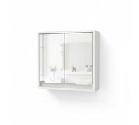 Baroni Home Meuble de salle de bain avec miroir et 2 portes, armoire murale portes miroir, meuble de salle de bain peu encombrant en MDF, 48 x 15 x 45 cm Blanc