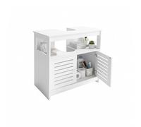 Baroni Home Meuble sous-sol avec 2 portes à persan, armoire de salle de bain peu encombrante pour évier avec espace pour siphon, en plastique bois, 30 x 60 x 60 cm (blanc)