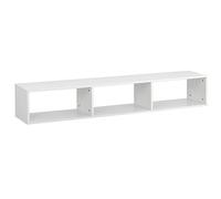 Baroni Home Meuble TV Suspendu avec 3 Compartiments, Trou de Câble en MDF, Console TV Murale pour Chambre, Salon, Cuisine, Blanc, 152x30x25 cm