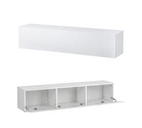 Baroni Home Meuble TV Suspendu avec 3 Tiroirs, Trou de Câble en MDF, Meuble TV Console pour Chambre, Salon, Cuisine, Blanc, 140x33x30 cm