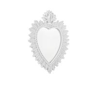 Baroni Home Miroir ancien cœur sacré avec rayons en résine Blanc, Décoration murale avec crochet, miroir mural, entrée, salon, chambre 30 x 38 cm