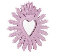 Baroni Home Miroir ancien cœur sacré avec rayons en résine Rose, cœur décoratif, décoration murale avec crochet, miroir mural, entrée, salon, chambre 27 x 28 cm