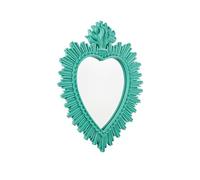 Baroni Home Miroir Ancien cœur sacré avec Rayons en résine Turquoise, décoration Murale avec Crochet, Miroir Mural, entrée, Salon, Chambre 30 x 38 cm