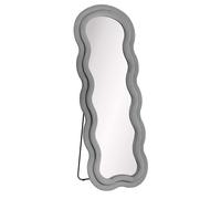 Baroni Home Miroir de sol avec cadre ondulé rembourré et revêtement en velours, pour salon, chambre à coucher, couloir, 160 x 60 cm, velours gris