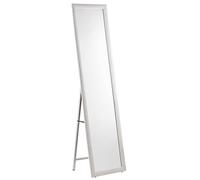 Baroni Home Miroir de Sol avec Structure en Acier, Miroir Rectangulaire Pleine Figure avec Support Pliable avec Cadre Décoré en Bois, Miroir de Chambre, Géométrique Blanc, 40x150 cm