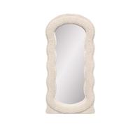 Baroni Home Miroir mural avec cadre en tissu bouclé, miroir décoratif moderne pour demi personne, installation verticale, 80 x 40 cm (beige)