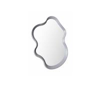 Baroni Home Miroir mural design avec cadre ondulé en plastique, miroir décoratif moderne pour salon, salle de bain, chambre et entrée, 55 x 80 cm (gris moyen)