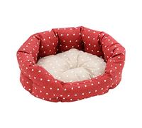 Baroni Home Niche pour Chien, Panier Ovale pour Chat, Coussin pour Animaux Domestiques pour Chambre à Coucher, Salon, Couloir, 50X65cm (L), Rouge avec Coeurs Blancs
